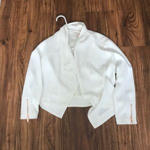 Cardigan; lacy inside; rose gold zipper on cuffs